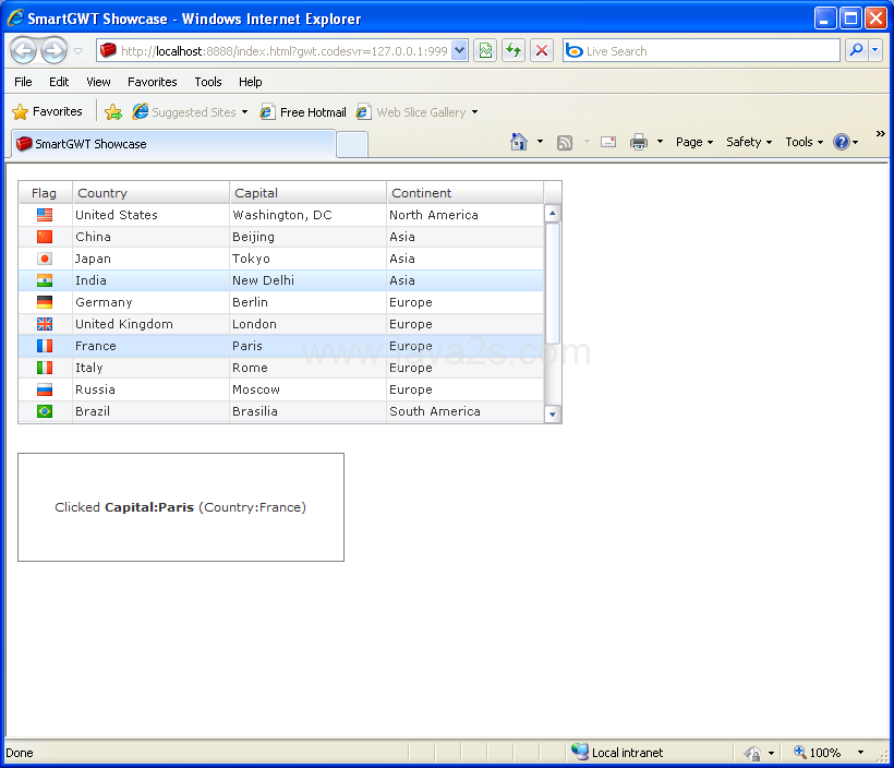 Table row single click event/double click event (Smart GWT)