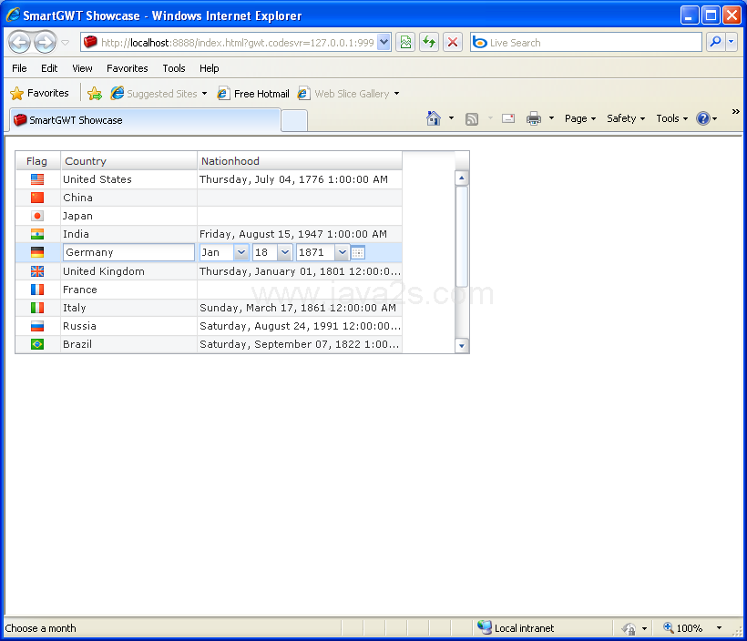 Time editor (Smart GWT)