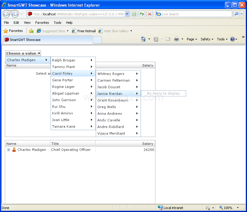 Tree Editing Sample (Smart GWT)