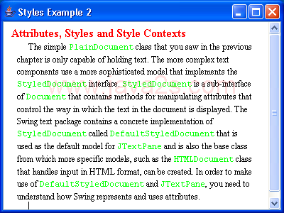 JTextPane样式示例2