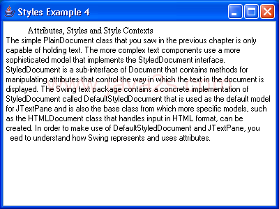 JTextPane Styles Example 4