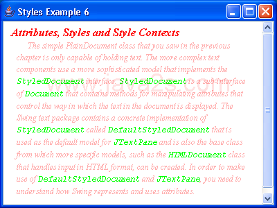 JTextPane Styles Example 6