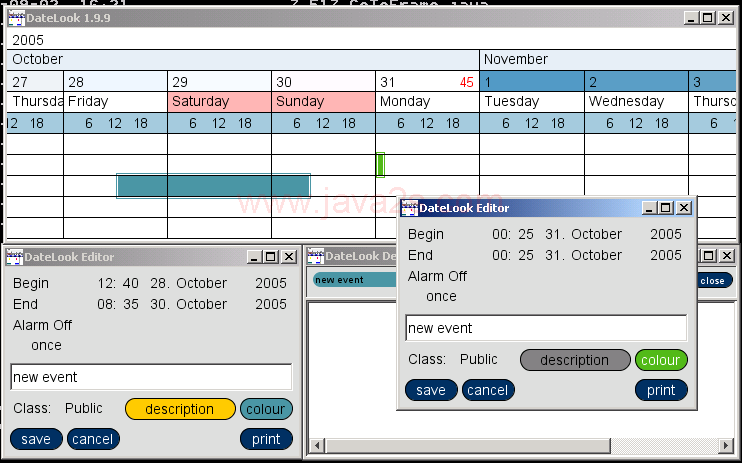 Swing Event Scheduler