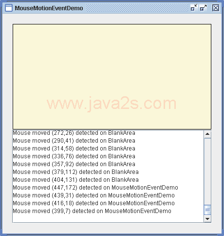 Swing Mouse Motion Event Demo