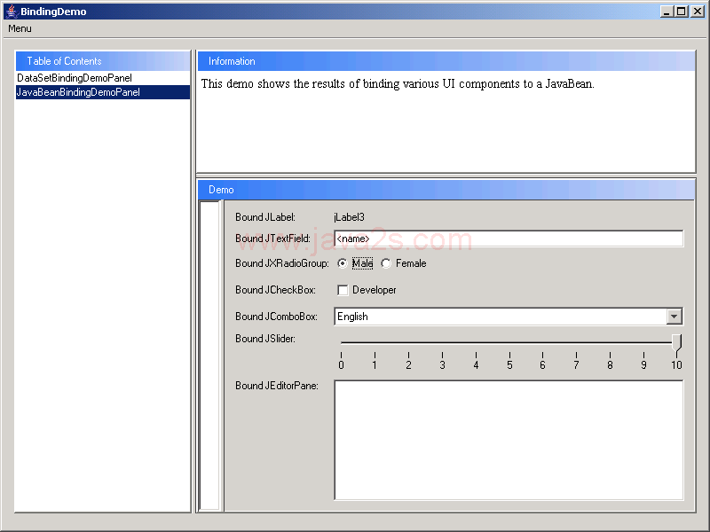 Swingx: Swing Data Binding