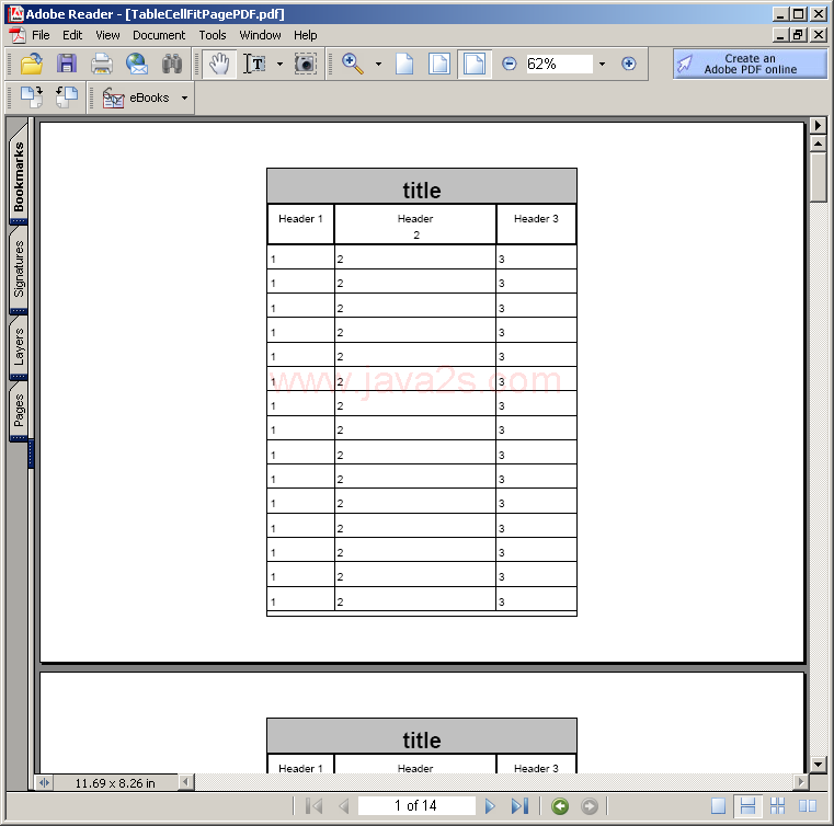 Table Cell Fitting Page