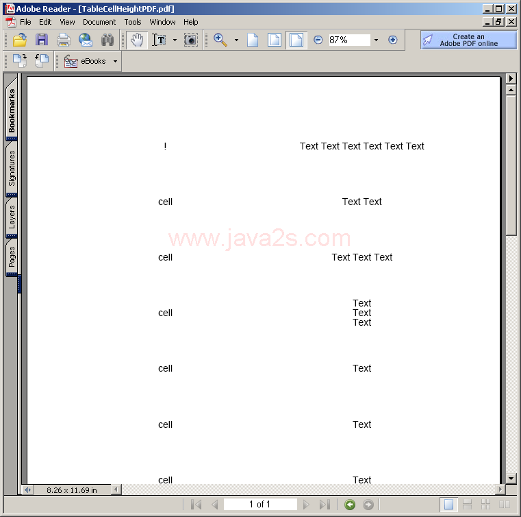 Table Cell Height