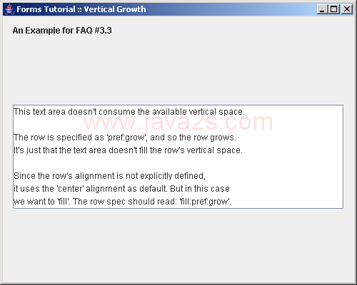 Demonstrates a frequent pitfall when specifying a growing row