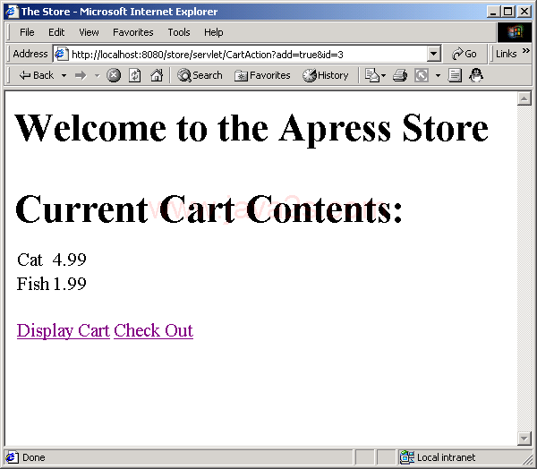 JSP application: store