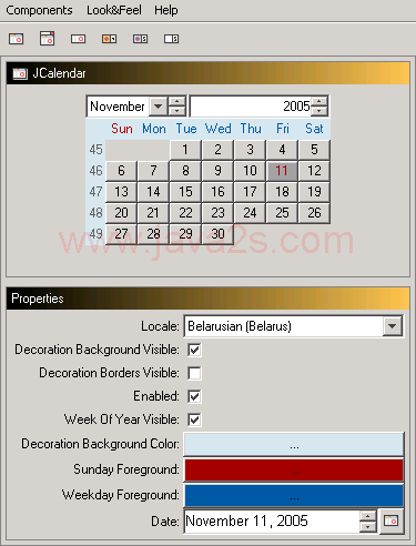 toedter: Java Calendar