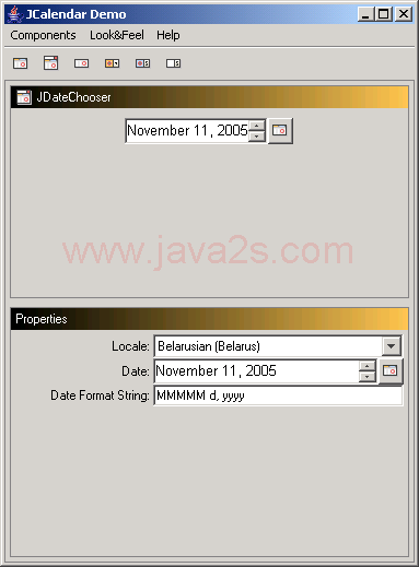 Java Date Chooser (ComboBox)