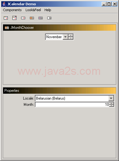 Java Month Chooser