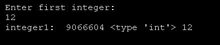 Displaying location, type and value for an int