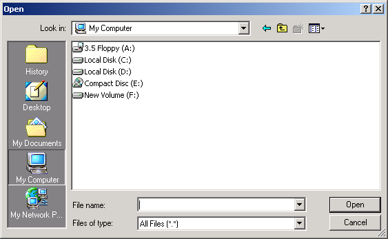 File open dialog