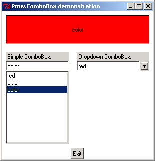 Pmw.ComboBox demonstration: Drop down form