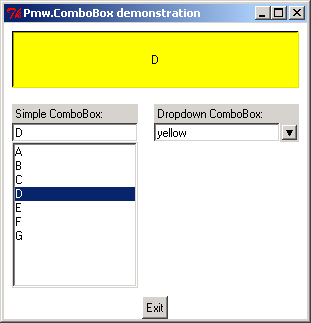 Pmw.ComboBox demonstration: simple form