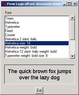 Pmw LogicalFont demonstration