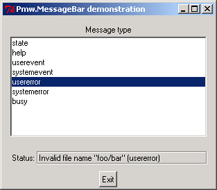 Pmw.MessageBar demonstration