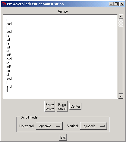 Pmw Option Menu: control scroll mode for Pmw ScrolledText