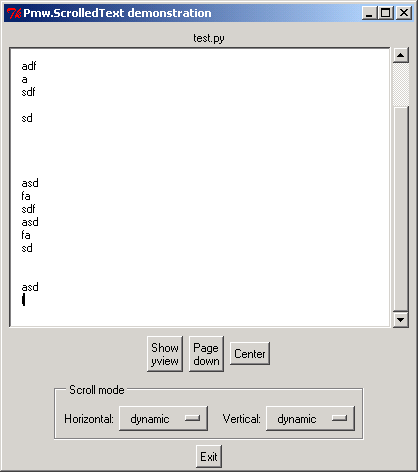 Pmw ScrolledText: scroll mode