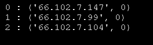 Takes a host name on the command line and prints all resulting matches for it.