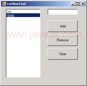 Add, remove and clear list box items