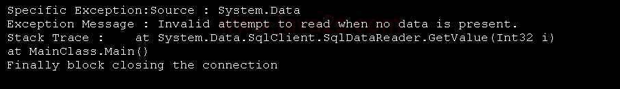 Ado.Net Exception: access non-exist column exception