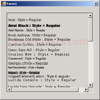 Display All font installed in your system