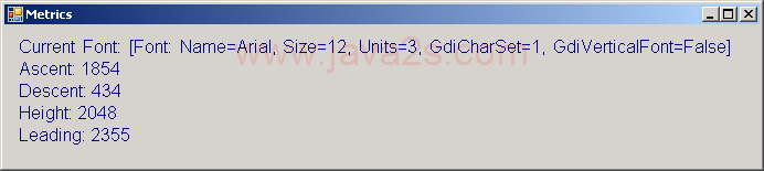 Displaying font metric information