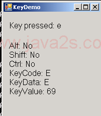 Displaying information about a user-pressed key