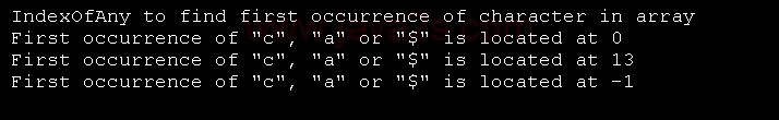 IndexOfAny to find first occurrence of character in array