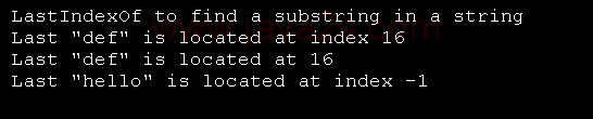 LastIndexOf to find a substring in a string