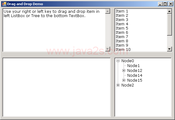 ListBox drag and drop to a TextBox