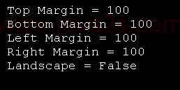 Page Setting: Top, Bottom, Left, Right Margin and Landscape