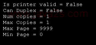Printer setting: is print valide, can duplex, Num, Max, Min copies and support color
