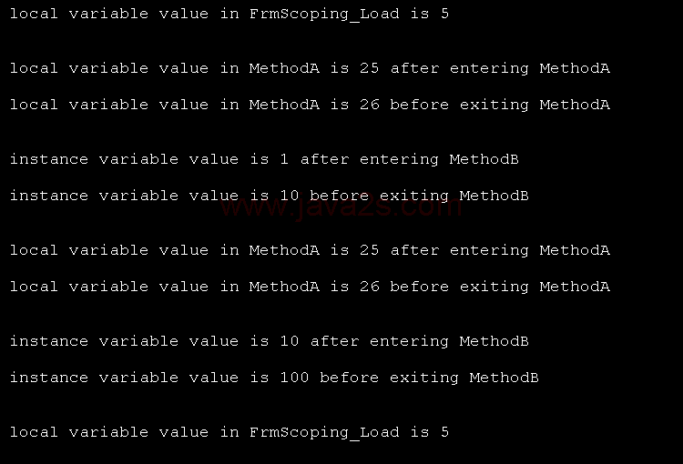 Scope rules and instance variables