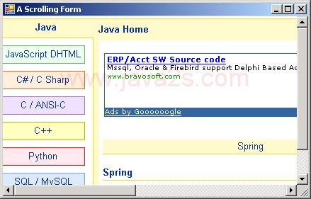 Scrollable Form