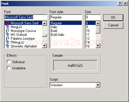 Show Font dialog and get select font and font color