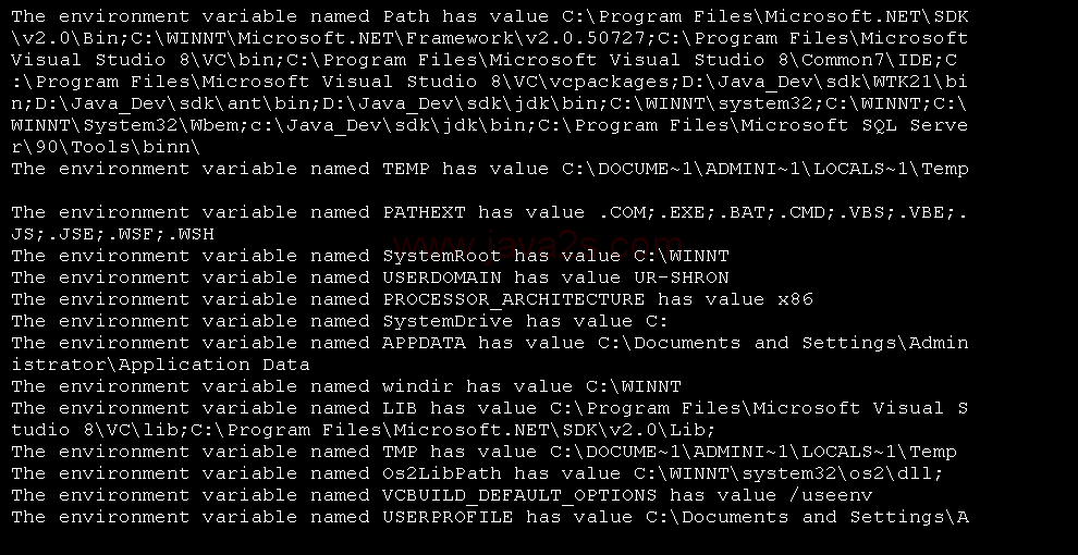 Store Environment Variables into a Hash table