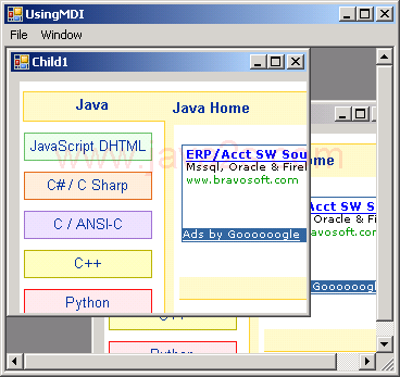 The use of MDI parent and child windows