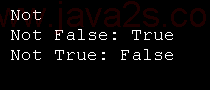 Truth table for Not