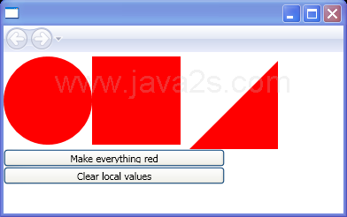 Clear locally set values and restore the default values of dependency properties