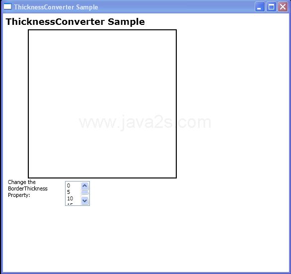 Convert contents of a ListBoxItem to an instance of Thickness by using the ThicknessConverter