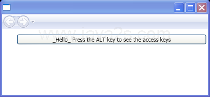 Using the access text escape. Use two underline characters if you want an underline to appear in your text.