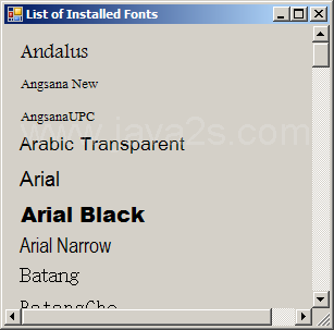 Font list form