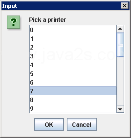 Big value list for JOptionInput Dialog