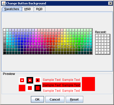 监听事件JColorChooser按钮