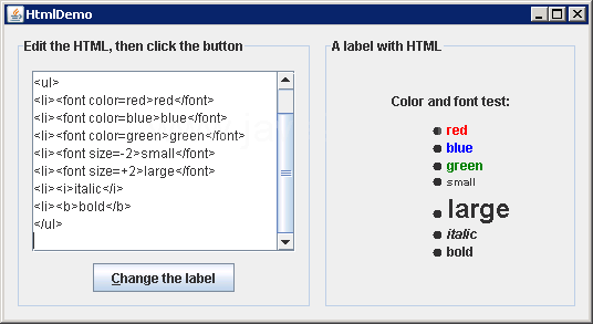 HTML formatting by setting the text on a label