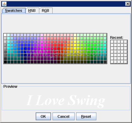 Changing the Color Chooser Panels