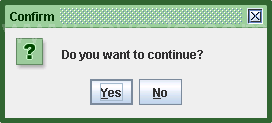 Using JOptionPane to prompt user confirmation: a demo